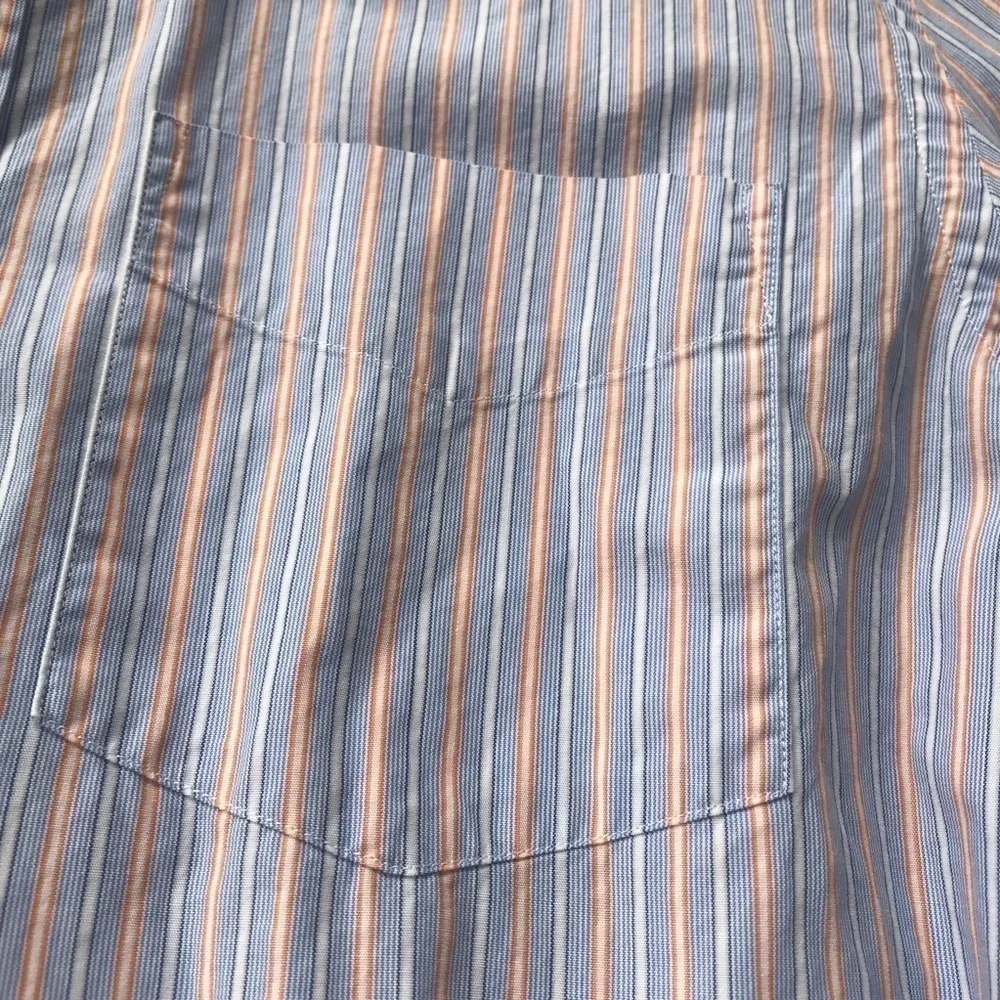 J. Crew Tailored Fit Men’s small 14-14.5 button down striped blue orange shirt